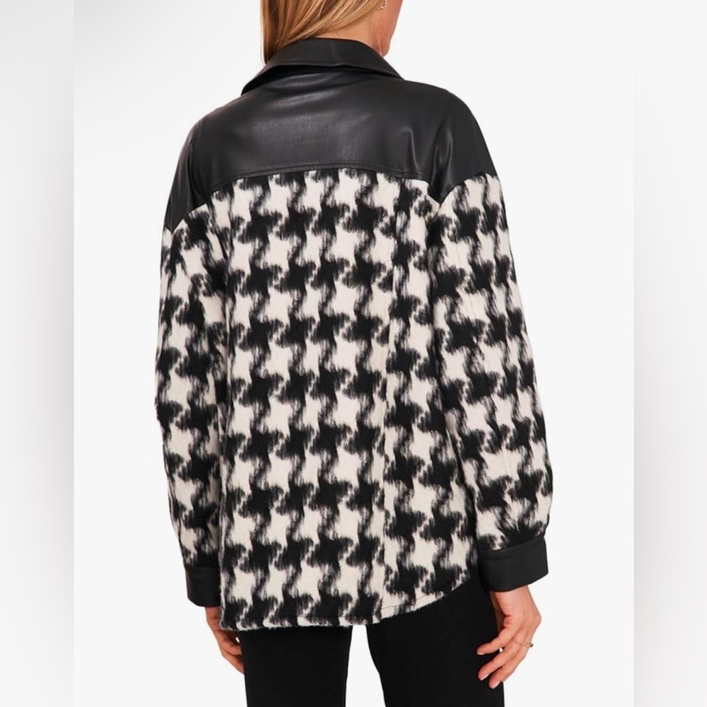 Vince Camuto Faux Leather Trim Shirt Jacket - Picture 8 of 11